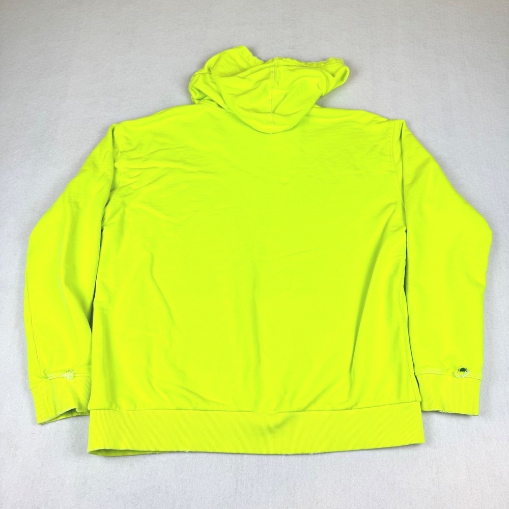 KUT from the Kloth Womens Neon Yellow Distressed French Terry Hoodie Large - Picture 2 of 5
